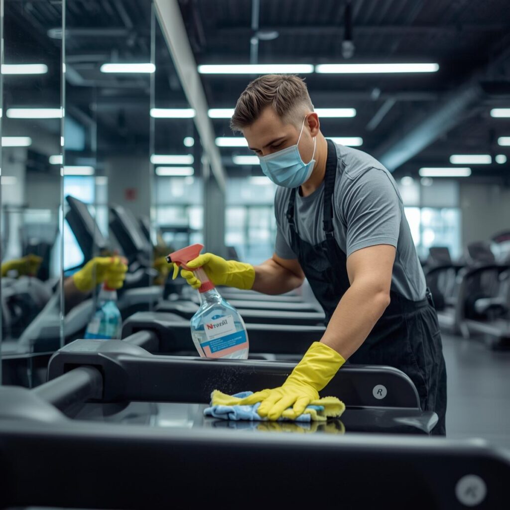 Fitness Center Sanitation with human cleaner
