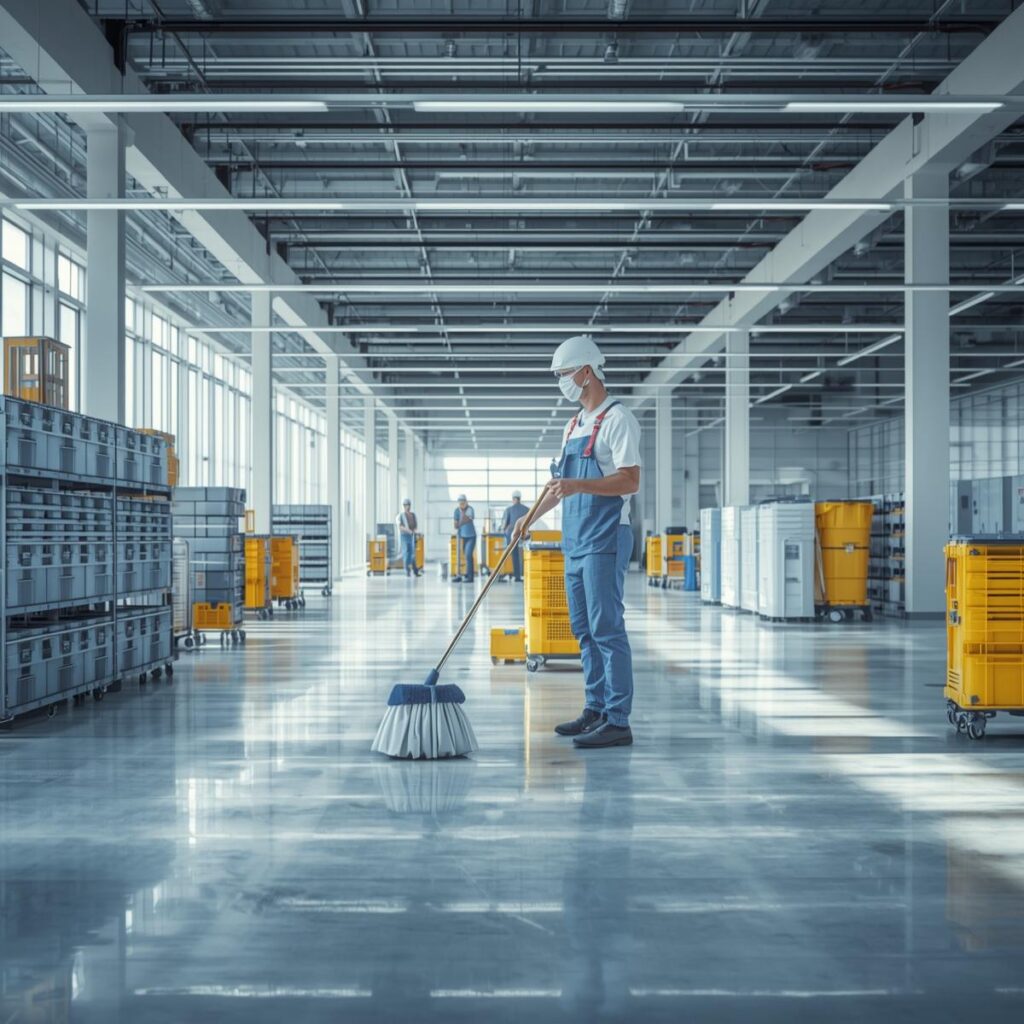 warehouse cleaning, human cleaners