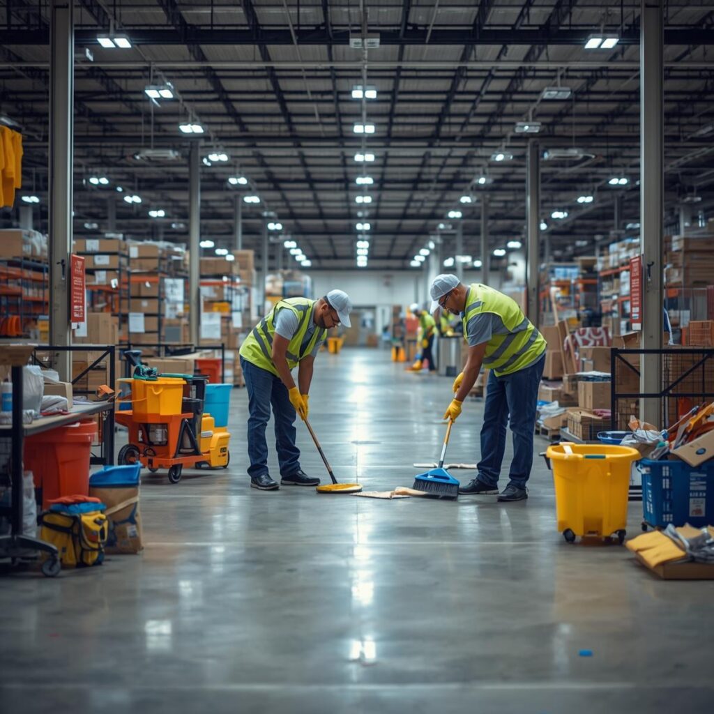warehouse cleaning, human cleaners